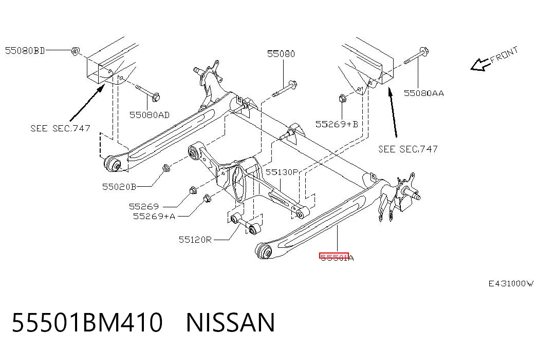 Korpus osi tylnej do Nissan Almera II N16