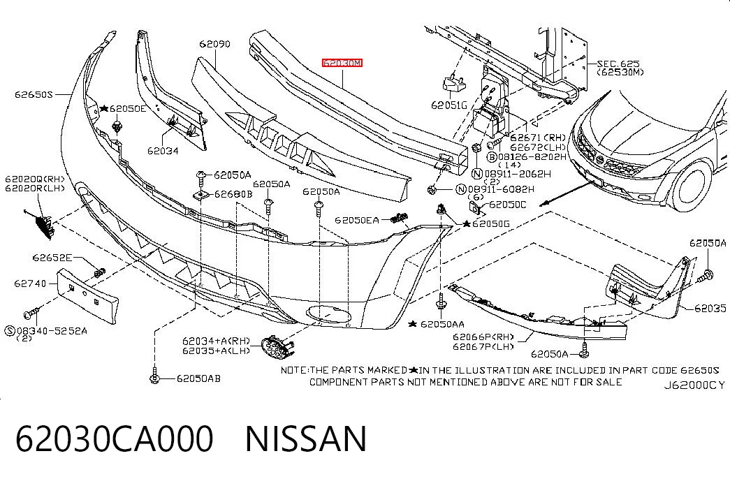 Wzmocnienie zderzaka przedniego do Nissan Murano  Z50