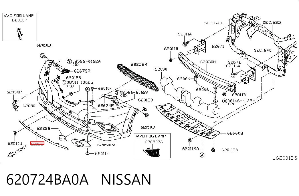 620724BA0A Nissan/Infiniti Listwa ochronna zderzaka przedniego