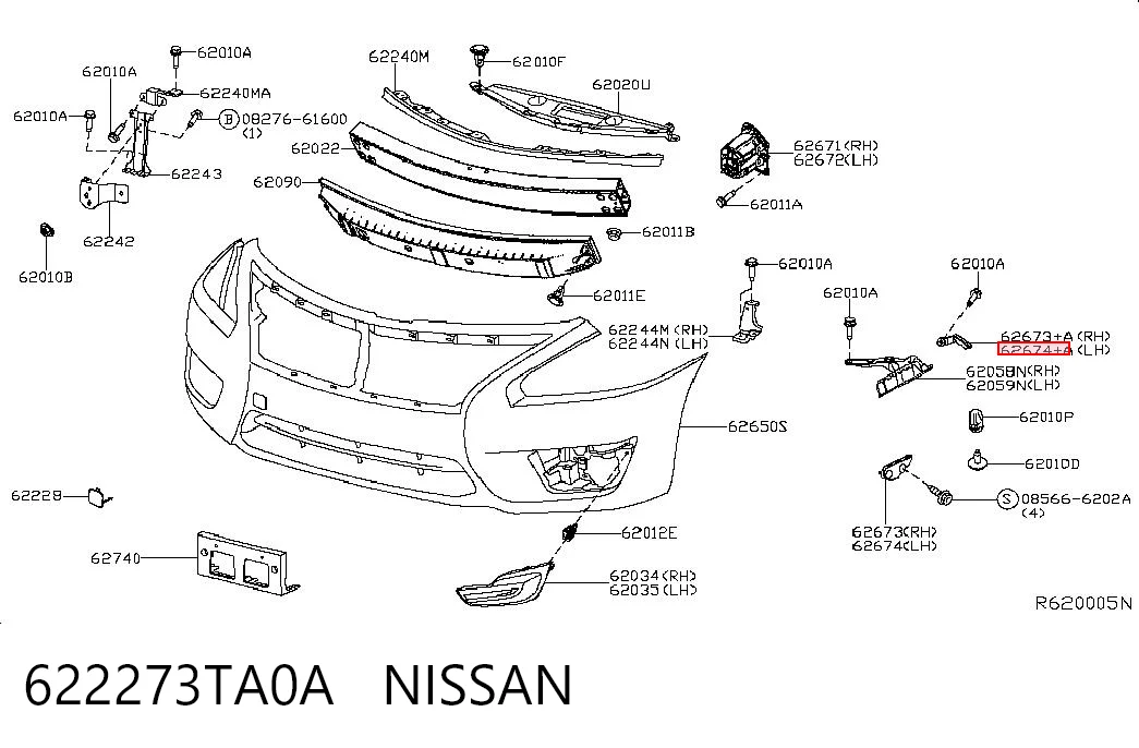 622273TA0A Nissan/Infiniti Wspornik zderzaka przedniego lewy