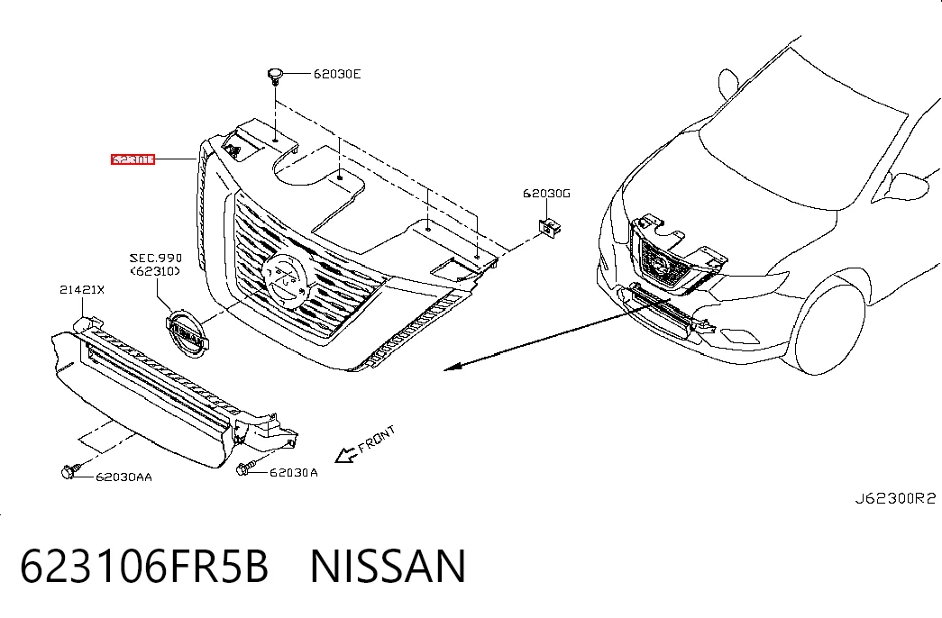 Do koszyka Atrapa chłodnicy Nissan Rogue  T32U