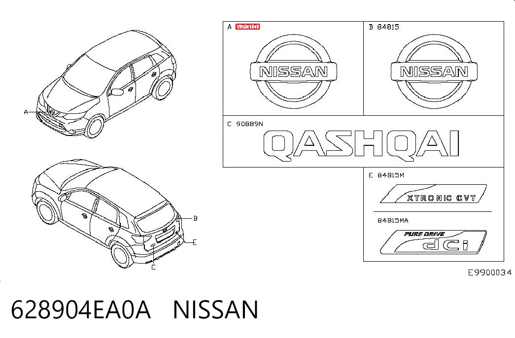 628904EA0A Nissan/Infiniti Emblemat na klapę bagaznika (znaczek firmowy)