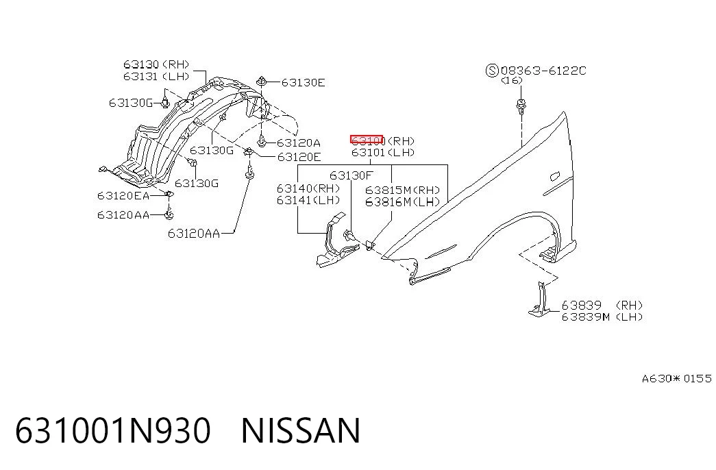Błotnik przedni prawy do Nissan Almera I N15