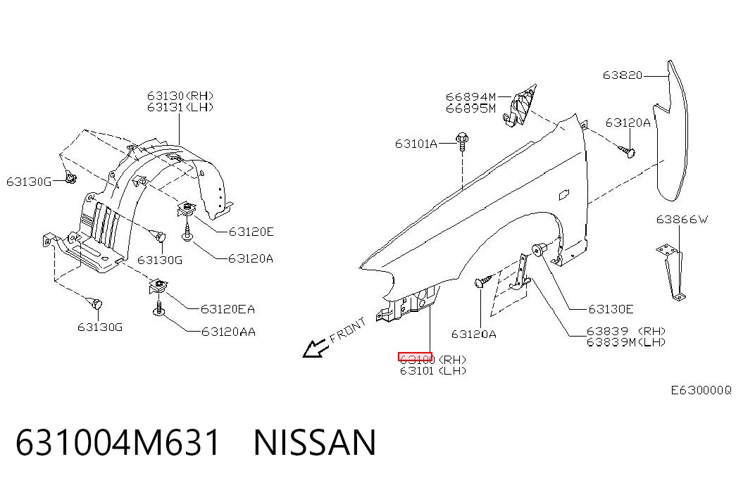 Błotnik przedni prawy do Nissan Almera II N16