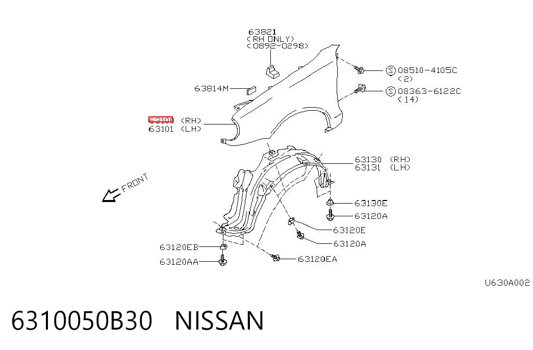 Błotnik przedni prawy do Nissan Micra  K11