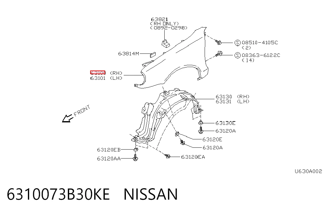 Błotnik przedni prawy Nissan Micra hatchback (K11) (1992 - 2003) cena, od 67,95 USD