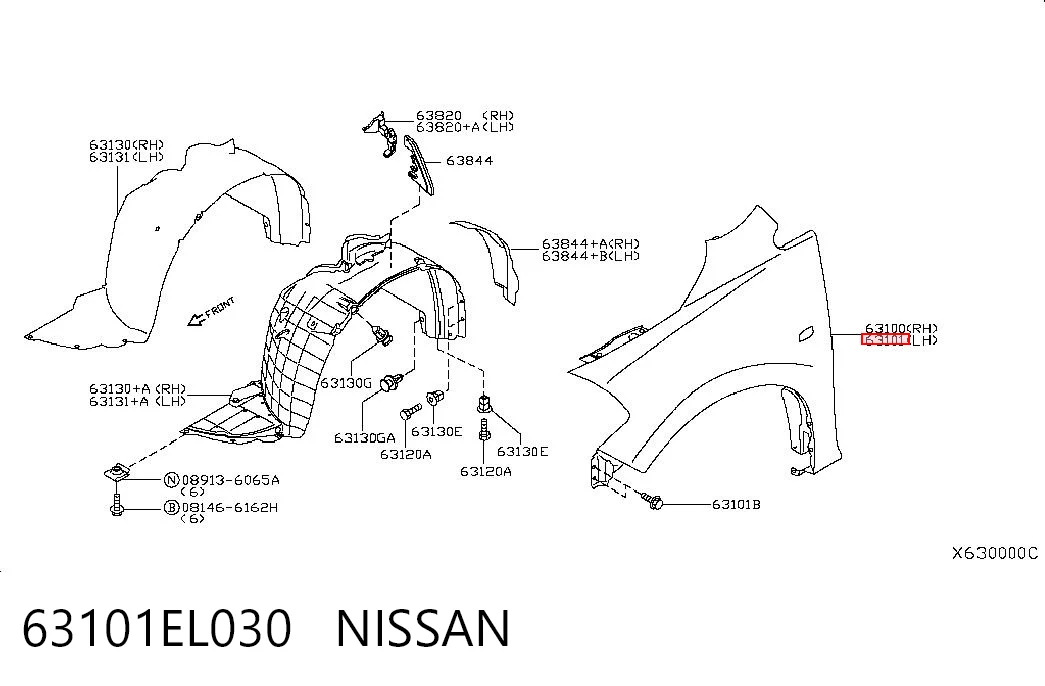 Błotnik przedni lewy do Nissan Tiida  C11X