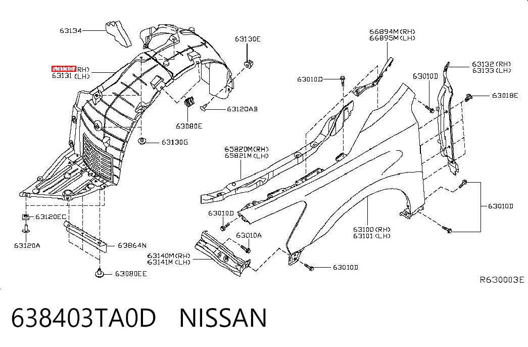 638403TA0D Nissan/Infiniti Nadkole błotnika przedniego prawe