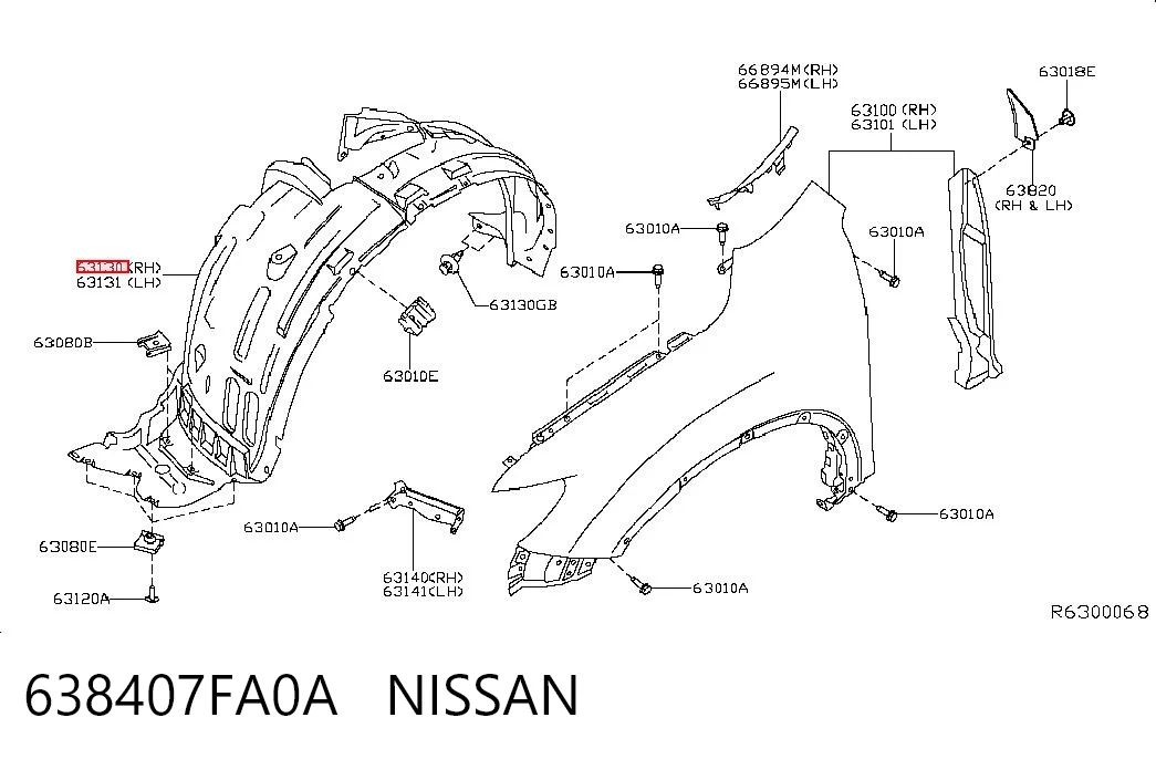 Nadkole błotnika przedniego prawe do Nissan Rogue  T32U