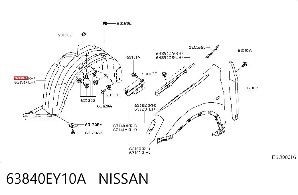 Nadkole błotnika przedniego prawe do Nissan Qashqai +2 I J10