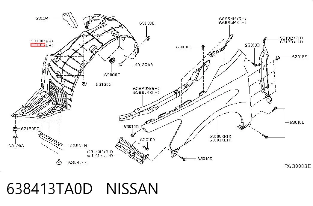 638413TA0D Nissan/Infiniti Nadkole błotnika przedniego lewe