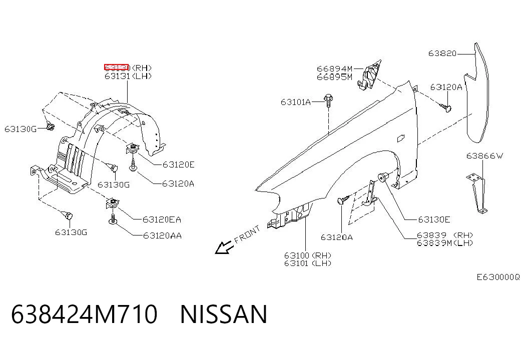 Nadkole błotnika przedniego prawe do Nissan Almera II N16