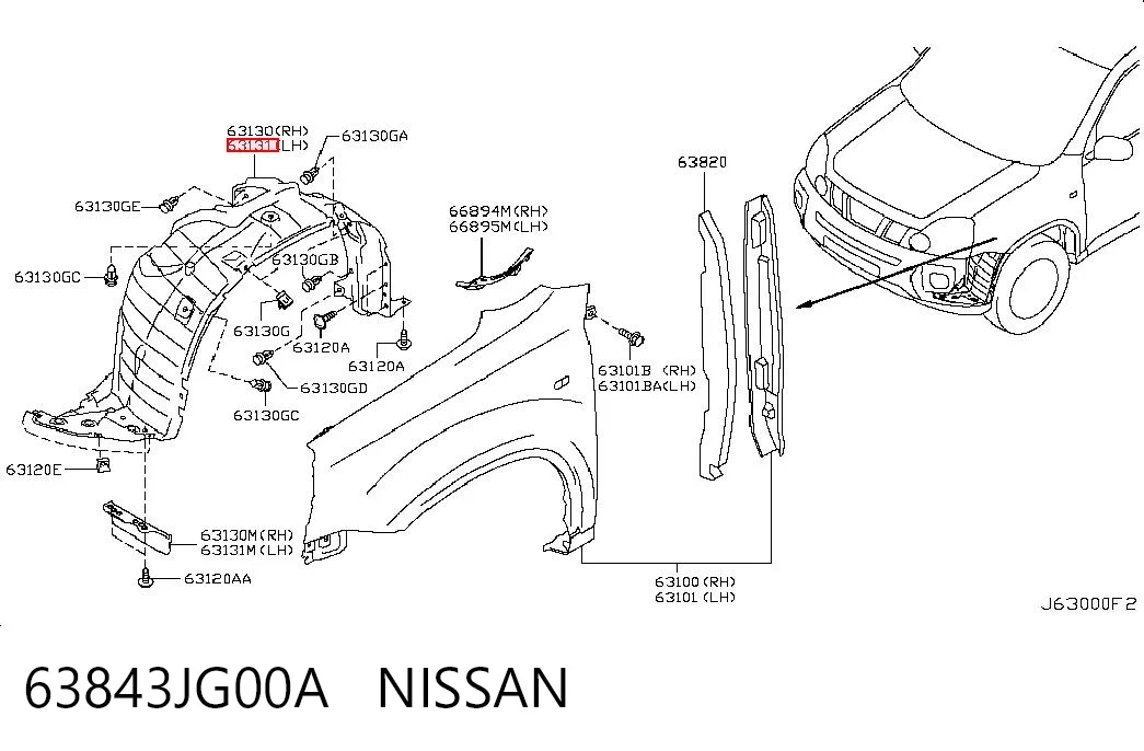 Nadkole błotnika przedniego lewe do Nissan X-Trail  T31
