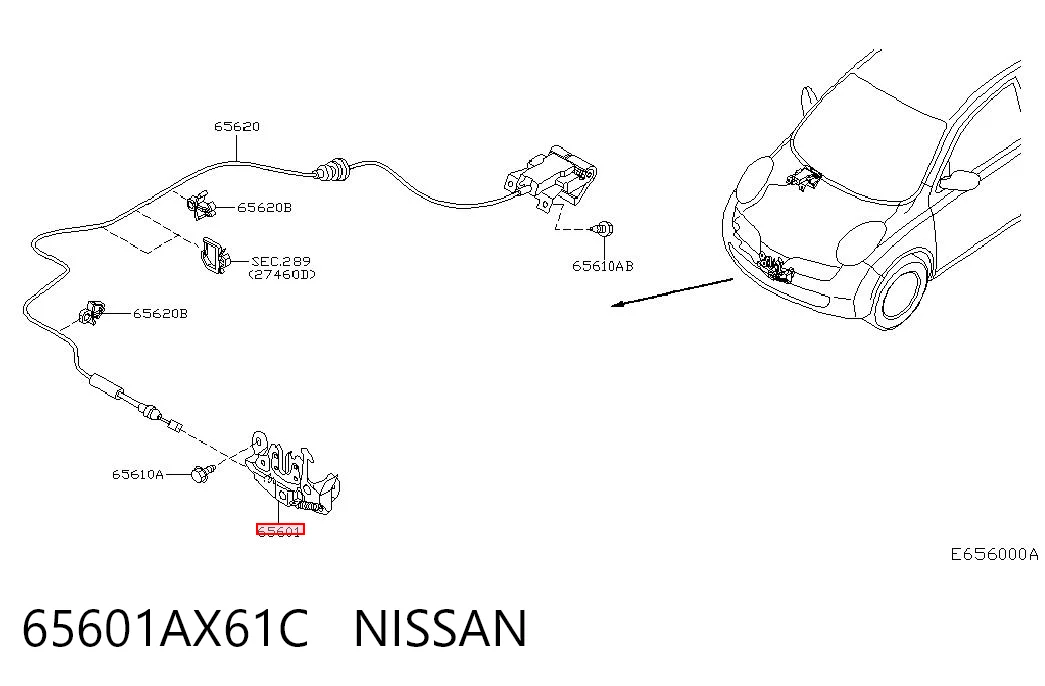 Zamek maski do Nissan Micra  K12