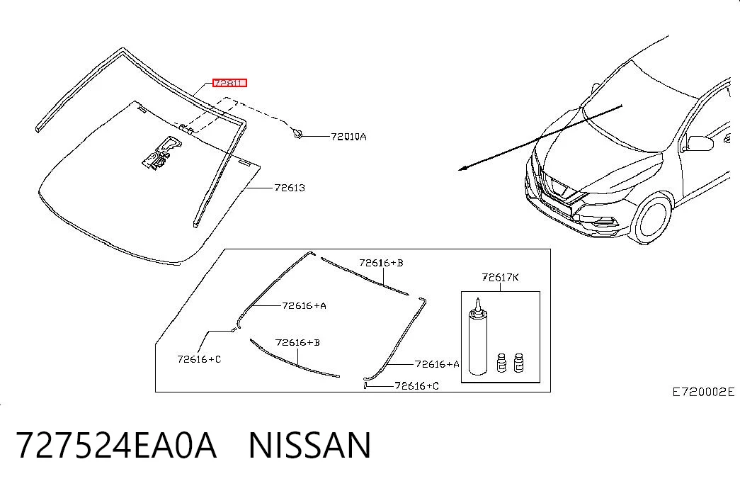 Listwa ochronna szyby przedniej do Nissan Qashqai J11