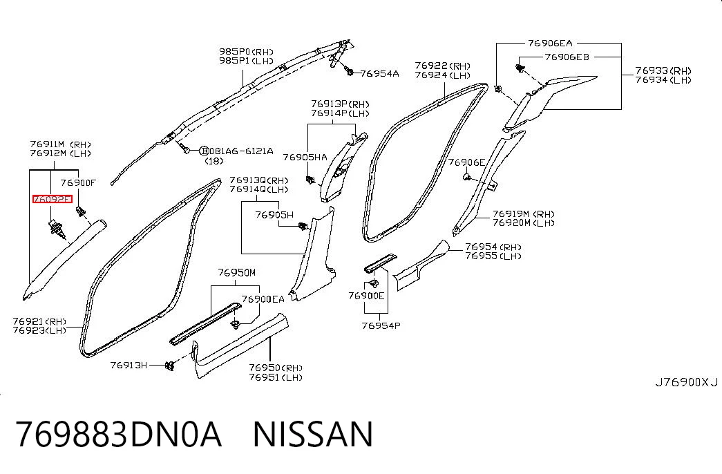 769883DN0A Nissan/Infiniti Spinka mocowania okładzin drzwi