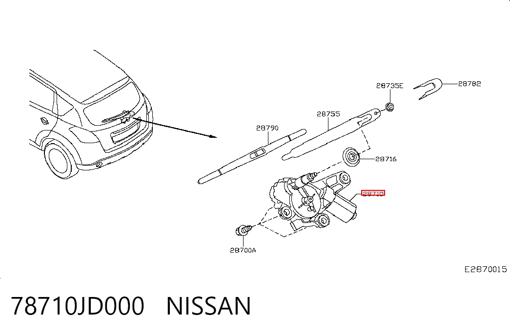 Do koszyka Silniczek wycieraczki tylnej szyby Nissan Qashqai +2 I J10