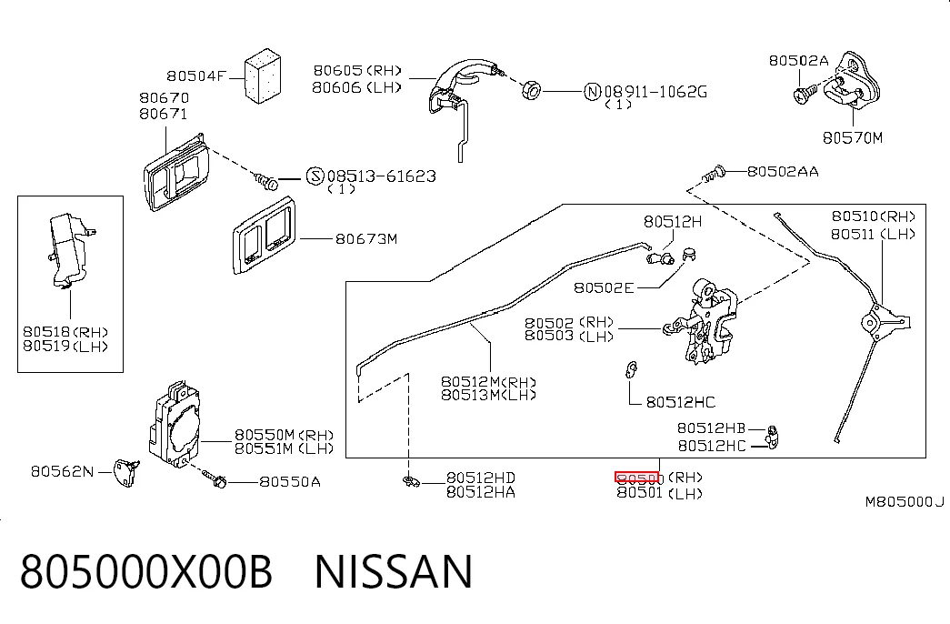 Zamek drzwi przednich prawych do Nissan Terrano II R20