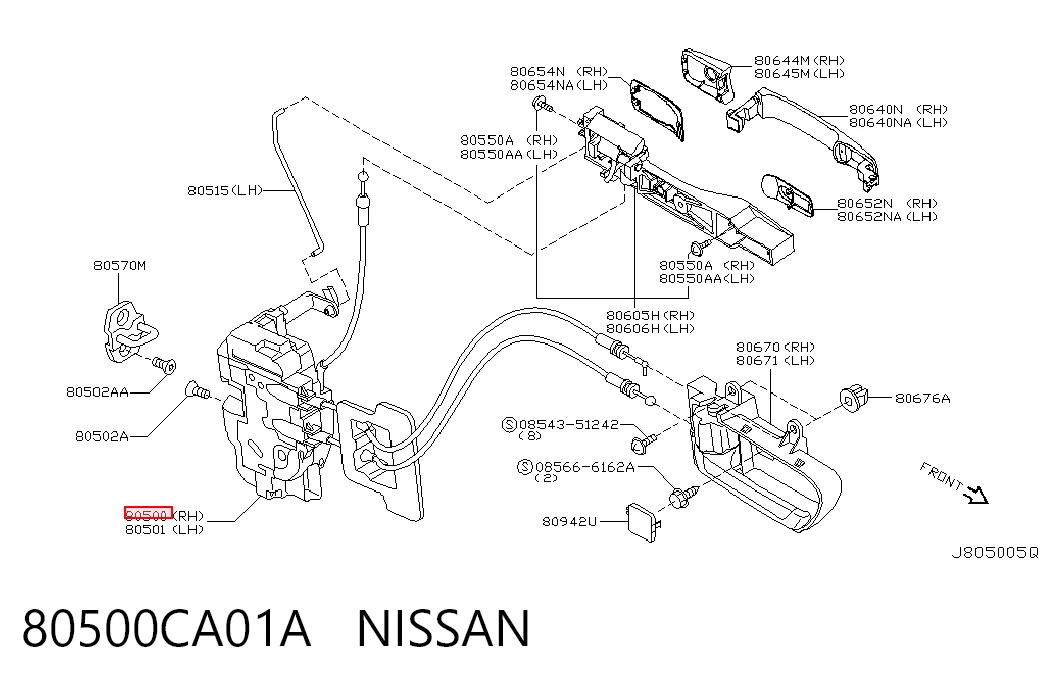 Zamek drzwi przednich prawych do Nissan Murano  Z50