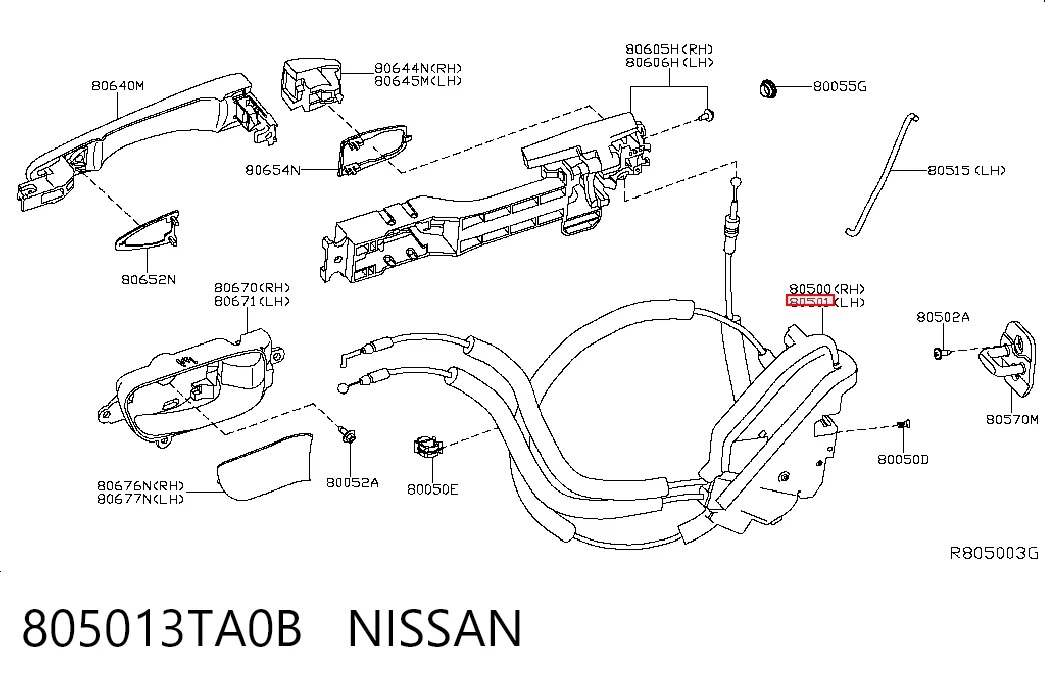Zamek drzwi przednich lewych do Nissan Altima L33 