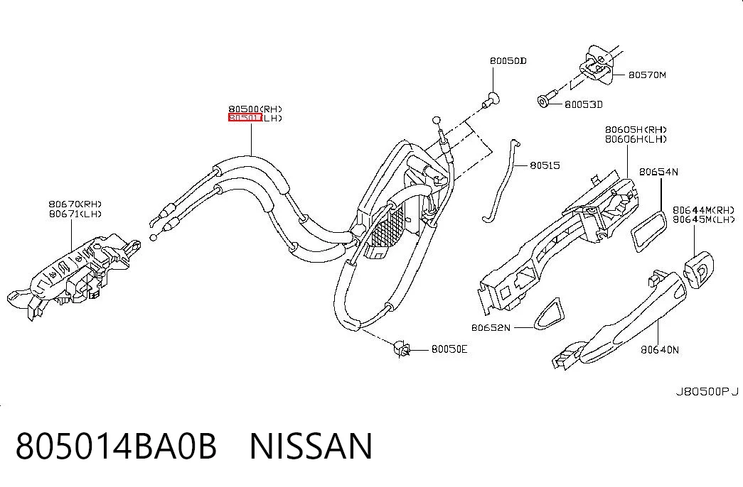805014BA0B Nissan/Infiniti Zamek drzwi przednich lewych