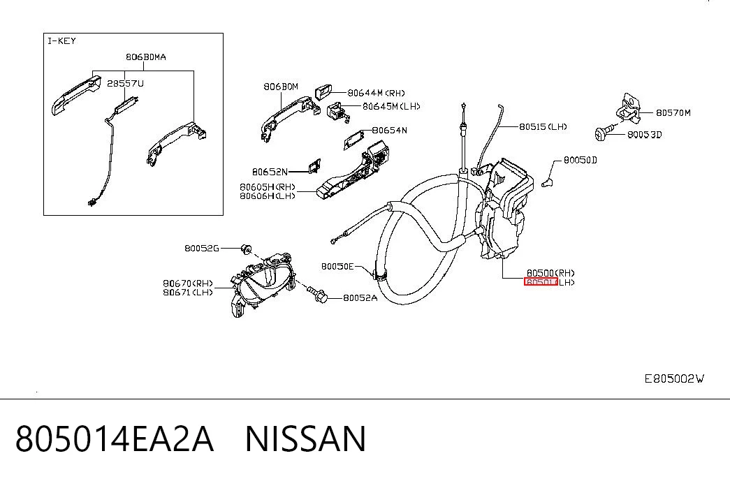 Zamek drzwi przednich lewych do Nissan Qashqai II J11