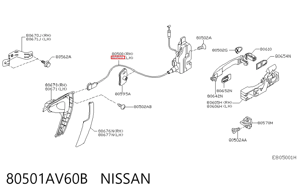 Zamek drzwi przednich lewych do Nissan Primera  P12
