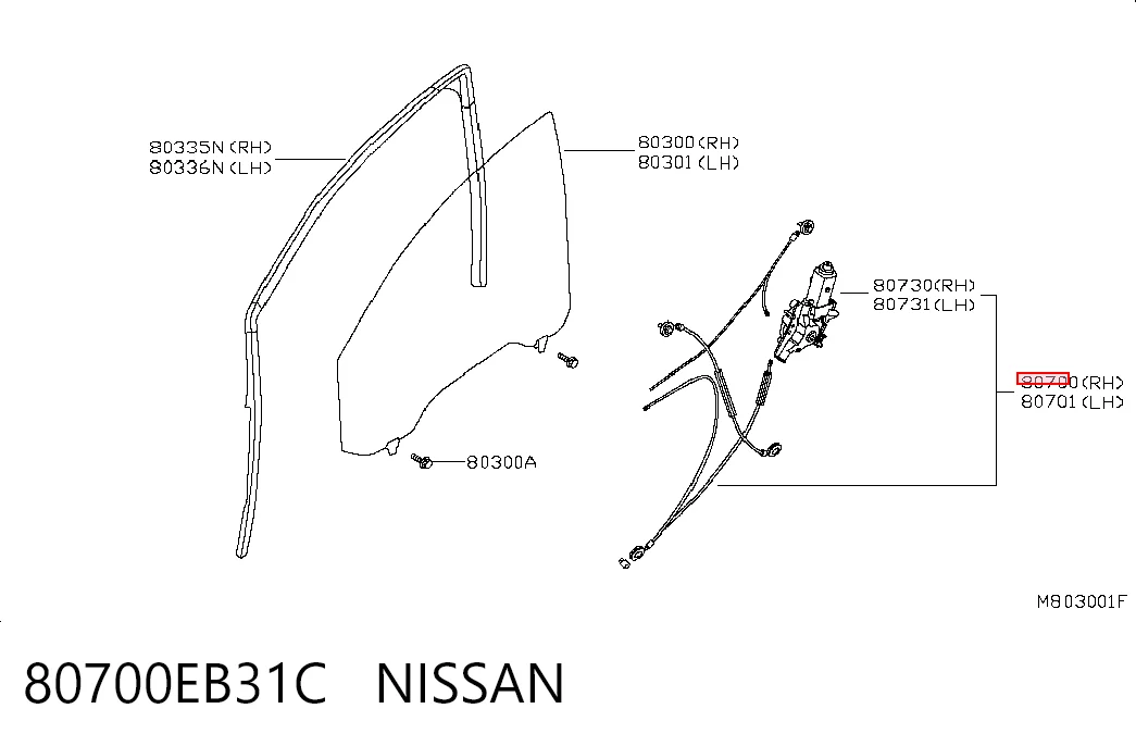 Mechanizm podnoszenia szyby drzwi przednich prawych do Nissan Pathfinder  R51M