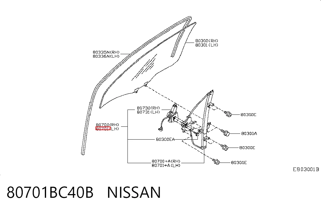 Mechanizm podnoszenia szyby drzwi przednich lewych Nissan Micra hatchback (K12) (2002 - 2010) cena, od 73,56 USD