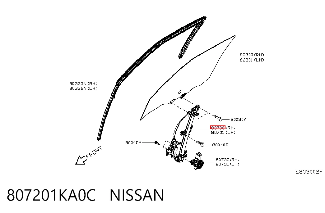 Do koszyka Mechanizm podnoszenia szyby drzwi przednich prawych Nissan JUKE JPN F15