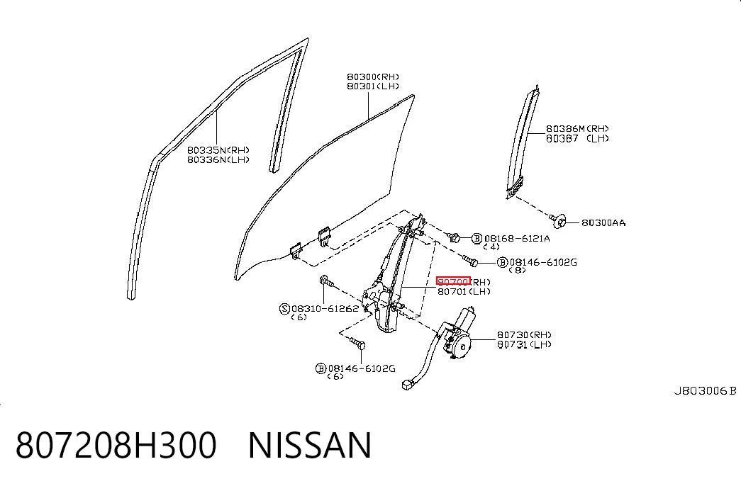 Mechanizm podnoszenia szyby drzwi przednich prawych do Nissan X-Trail  T30