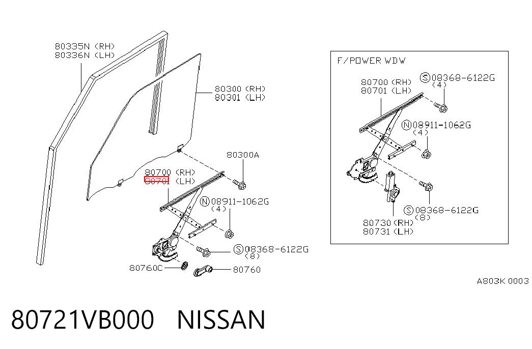 Kupić Mechanizm podnoszenia szyby drzwi przednich lewych Nissan Patrol  Y61 w dobrej cenie