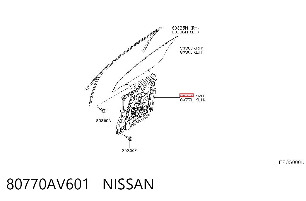 Mechanizm podnoszenia szyby drzwi przednich prawych do Nissan Primera  P12