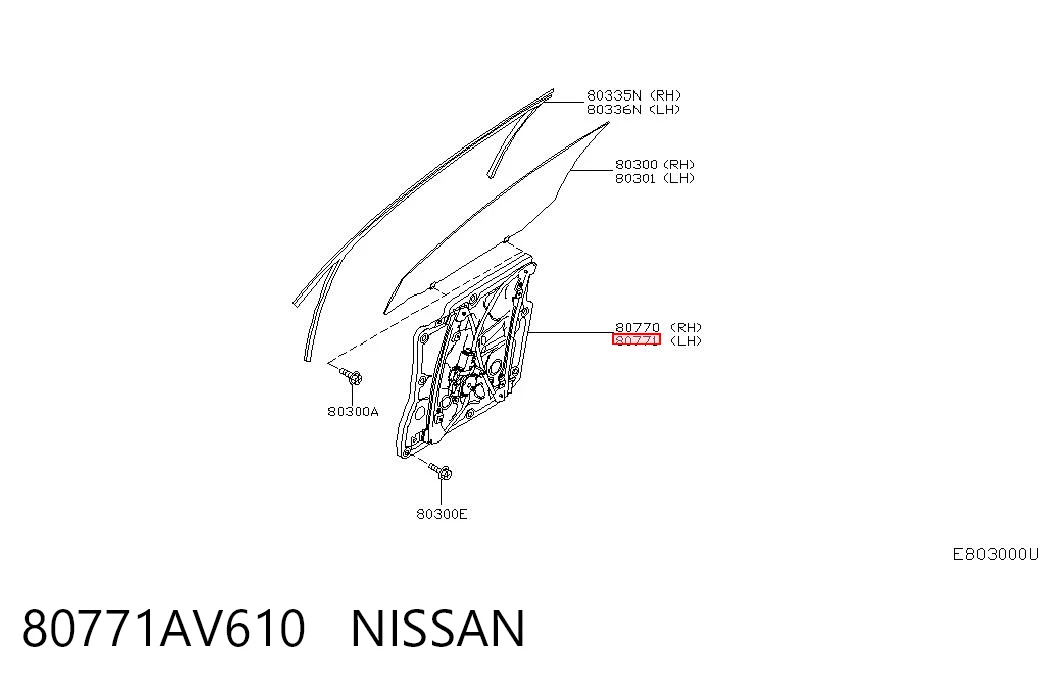 Mechanizm podnoszenia szyby drzwi przednich lewych do Nissan Primera  P12
