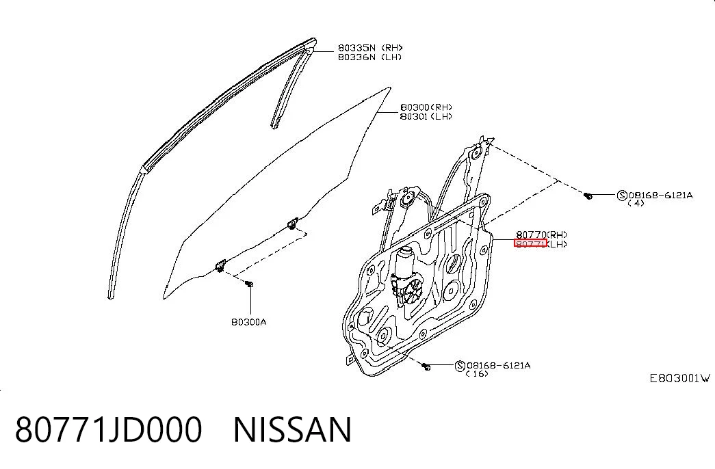  Mechanizm podnoszenia szyby drzwi przednich lewych Nissan Qashqai 