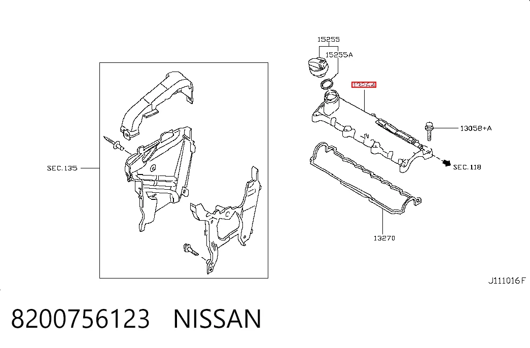 Pokrywa zaworowa Nissan Qashqai +2 I SUV (J10) (2007 - 2014) cena, od 66,43 USD