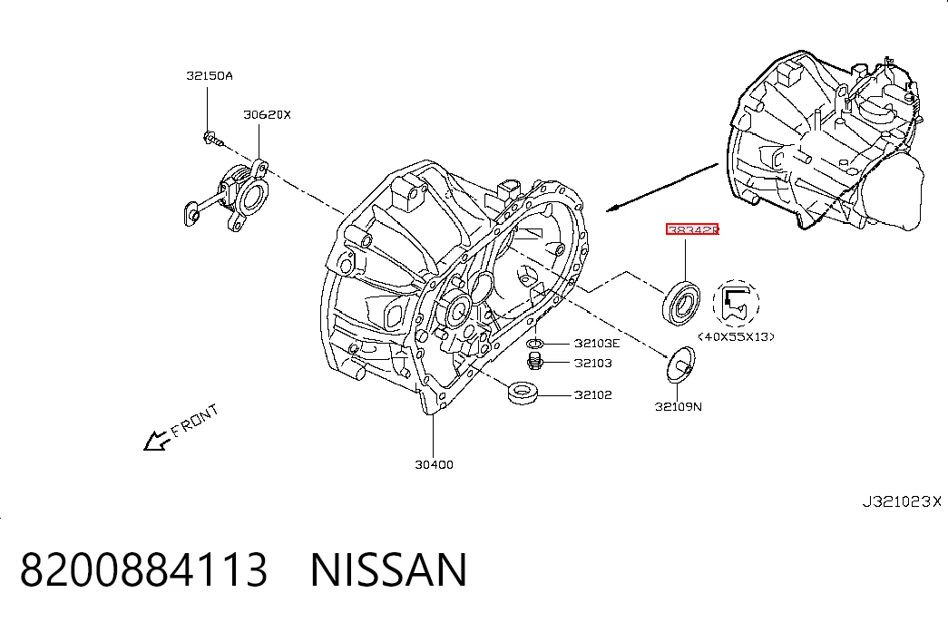 Uszczelniacz półosi mostu przedniego do Nissan Qashqai +2 I J10