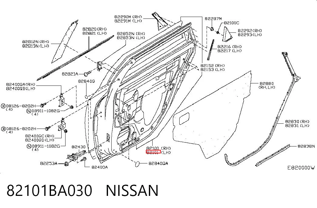 Drzwi tylne lewe Nissan Primera sedana (P12) (2002 - 2008) cena, od 155,70 USD