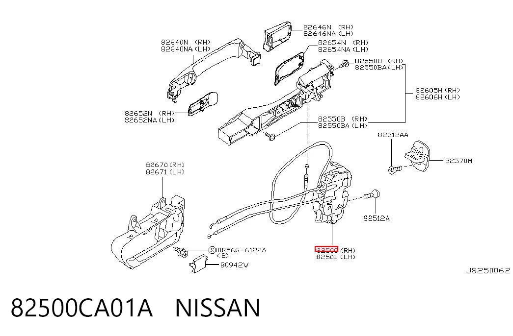 Zamek drzwi tylnych prawych do Nissan Murano  Z50