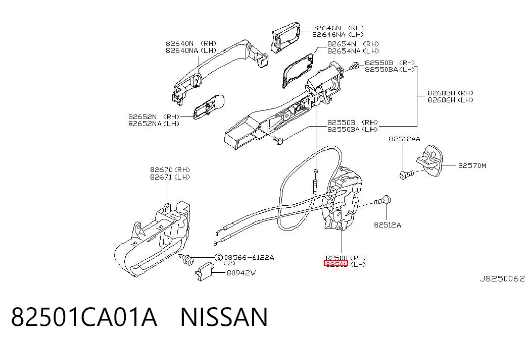 Zamek drzwi tylnych lewych do Nissan Murano  Z50