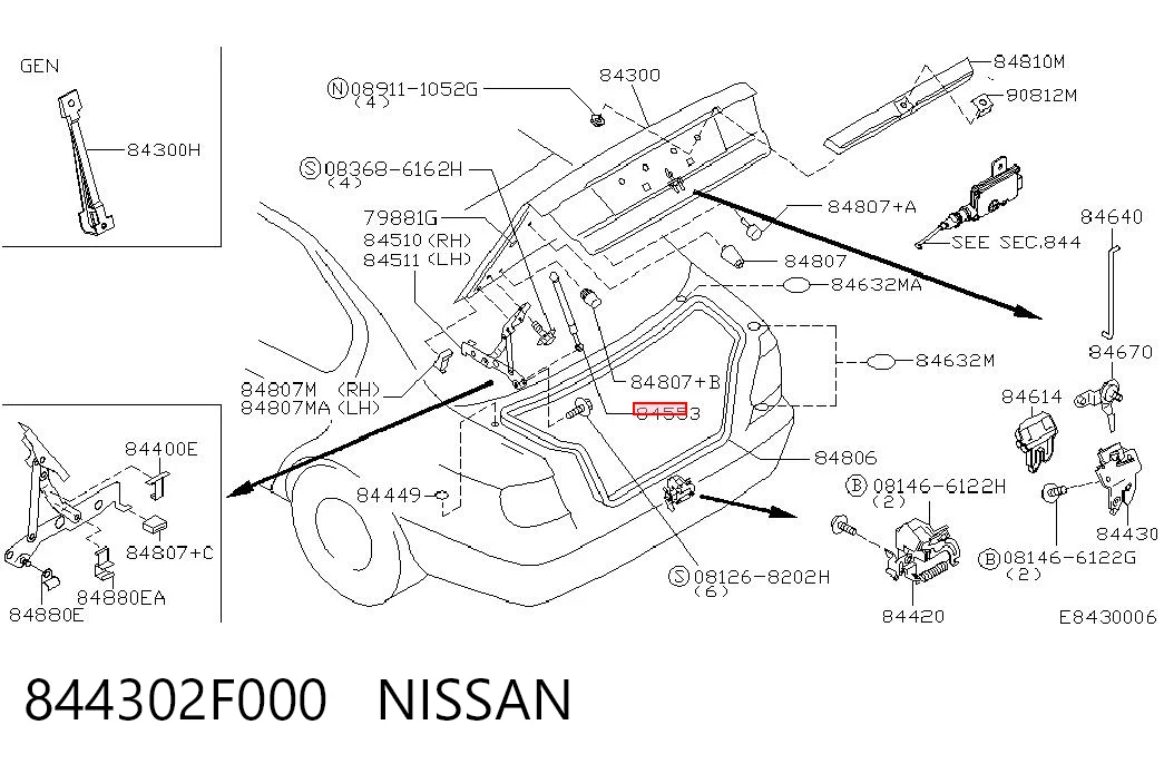 Amortyzator klapy bagażnika (3/5 drzwi-tylnych) Nissan Primera sedana (P11) (1996 - 2002) cena, od 21,17 USD