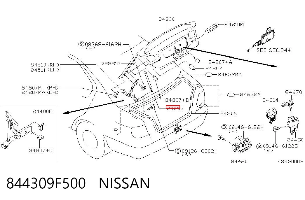 Do koszyka Amortyzator klapy bagażnika (3/5 drzwi-tylnych) Nissan Primera  P11