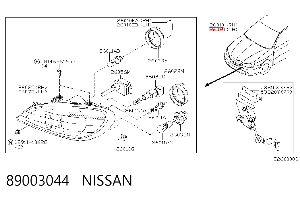 Reflektor lewy Nissan Primera sedana (P11) (1996 - 2002) cena, od 67,02 USD