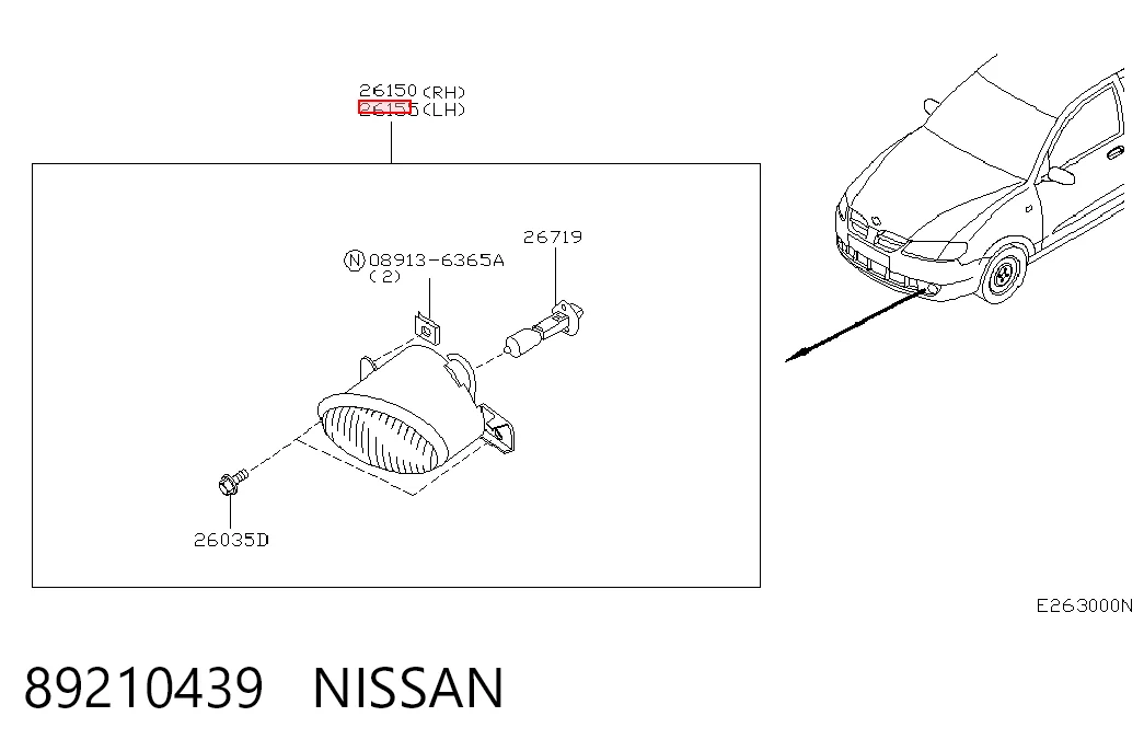 Do koszyka Lampa przeciwmgielna lewa Nissan Almera II N16