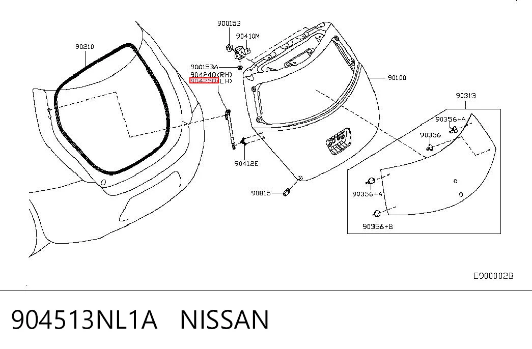 Amortyzator klapy bagażnika (3/5 drzwi-tylnych) Nissan LEAF I hatchback (ZE0) (2010 - 2012) cena, od 22,56 USD