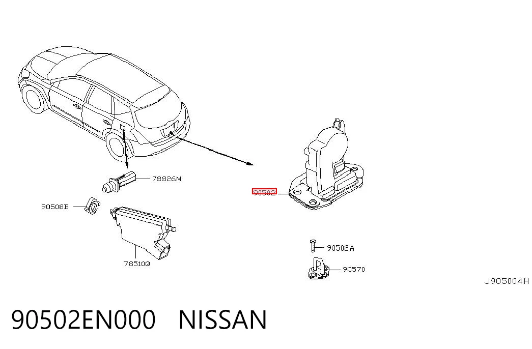 90502EN000 Nissan/Infiniti Zamek klapy bagażnika (3/5 drzwi tylnych)