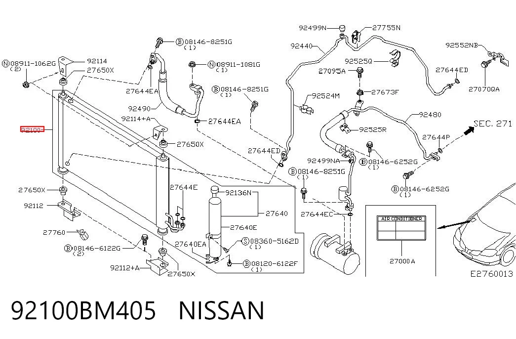 Chłodnica klimatyzacji Nissan Almera II