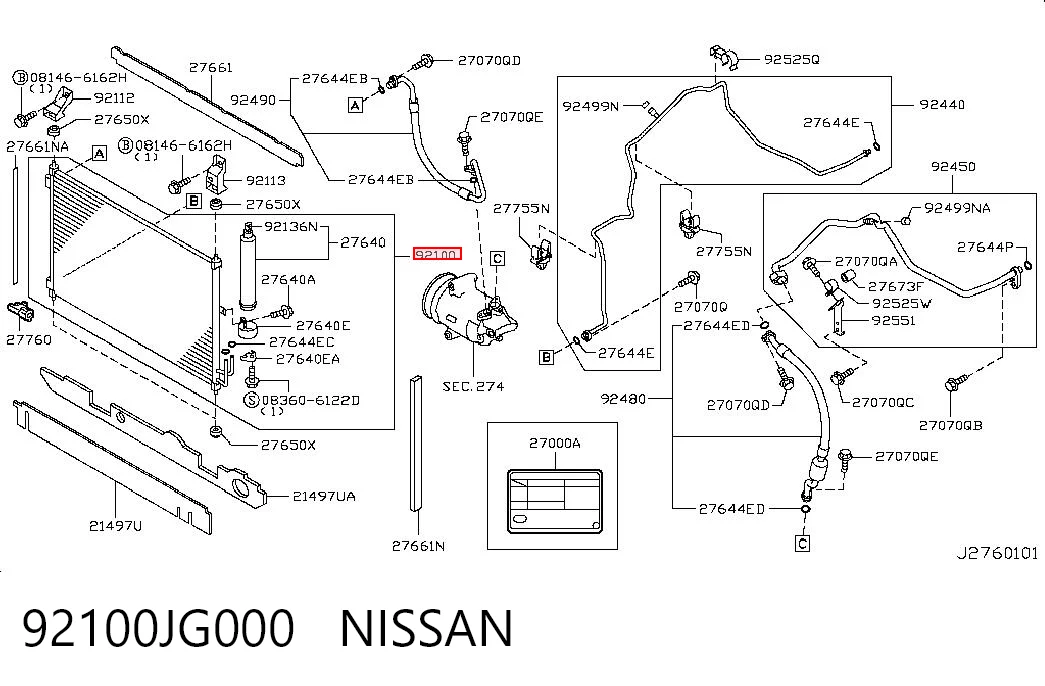 92100JG000 Nissan/Infiniti Chłodnica klimatyzacji