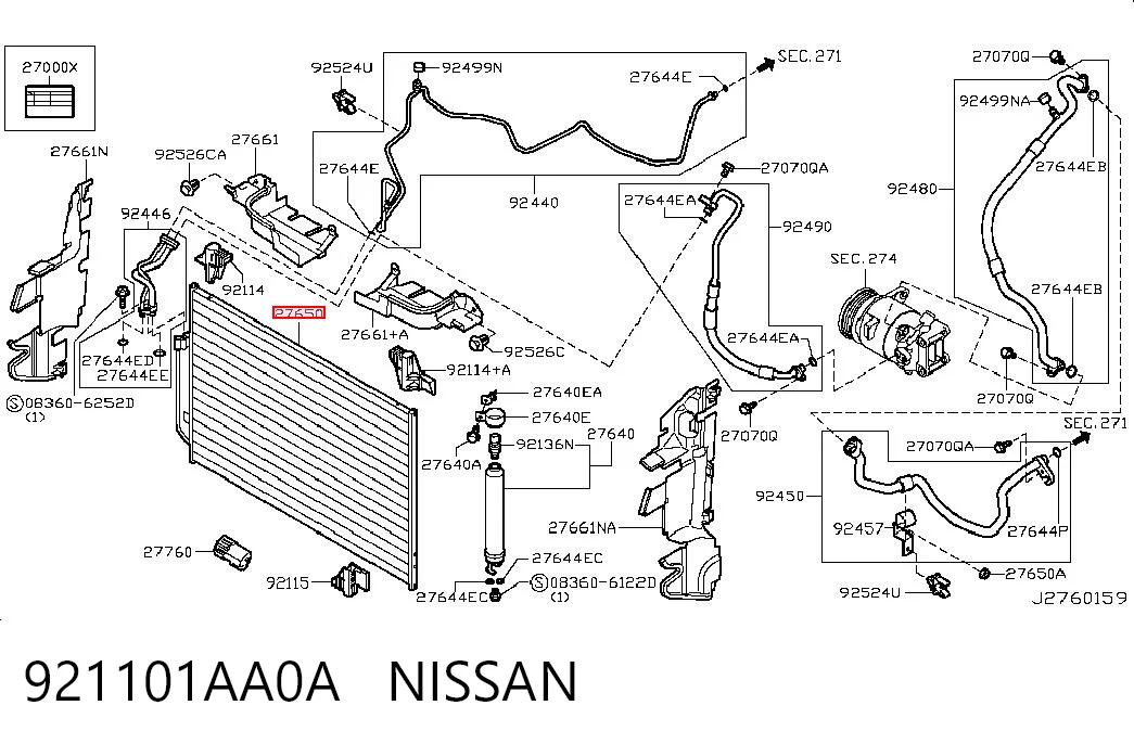 921101AA0A Nissan/Infiniti Chłodnica klimatyzacji
