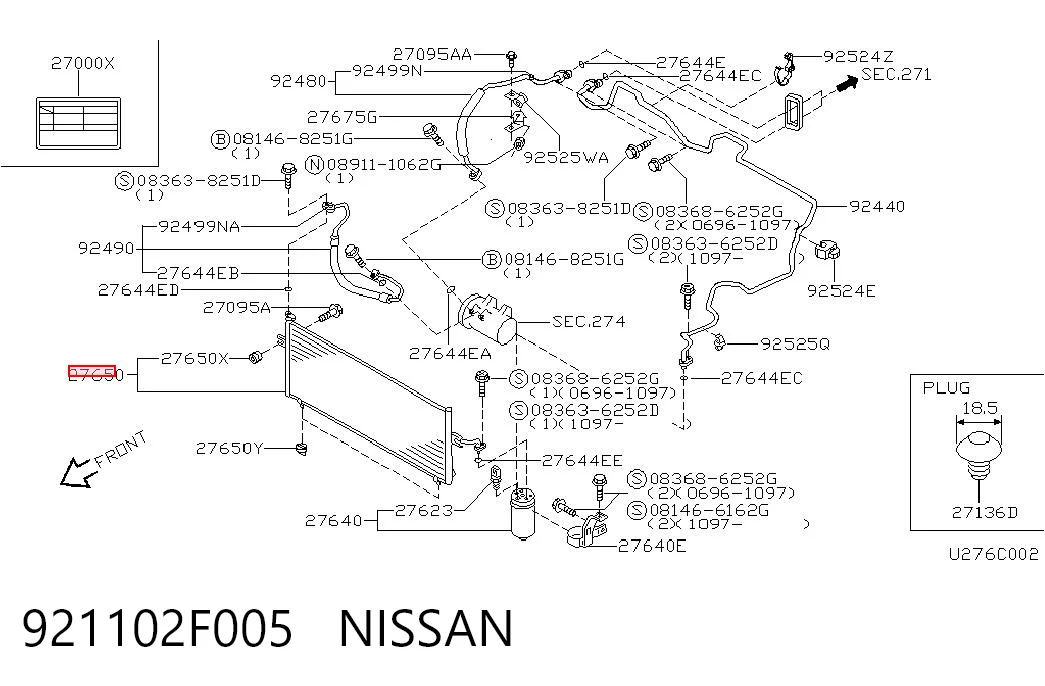 Chłodnica klimatyzacji do Nissan Primera  P11